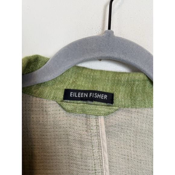 EILEEN FISHER 100% Linen Blazer Jacket Lime Green Women’s Medium Cottage - Picture 3 of 10